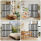 HOMCOM 4 Panel Geometric Pattern Freestanding Room Divider for Bedroom - Black-Crafted with a lightweight paulownia wood frame, making it easy to move 
