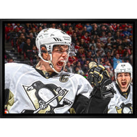 Sidney Crosby Pittsburgh Penguins Goal Celebration Close-up - Framed Canvas - 31" x 22"-Premium canvas print with gallery-wrapped edges
