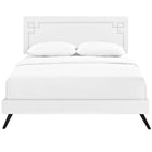 Modway Ruthie Vinyl Queen Platform Bed with Round Splayed Legs - White-Mounts in Four Locations