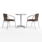 Flash Furniture 23.5" Round Aluminum Indoor-Outdoor Table Set with 2 Dark Brown Rattan Chairs-Designed for Indoor and Outdoor Use