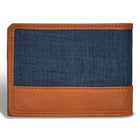 Champs - Portefeuille Center Wing en Cuir Denim - Beige/Bleu-3 pochettes latérales
