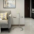 Plata Import Eileen Grey 20"H Round Side Table with Glass Top - Silver-Perfect for any modern living space