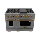 Kucht - 48 po Série KXP Cuisinière double énergie Gaz naturel - Acier inoxydable/Or-Nouveau thermostat numérique à cadran Horus de Kucht