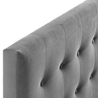 Modway Emily Biscuit Tufted Performance Velvet Full Headboard - Grey-Dense Foam Padding