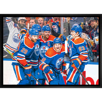 Edmonton Oilers Celebration - Framed Canvas - 31" x 22"-Premium canvas print with gallery-wrapped edges