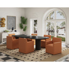 Manhattan Comfort - Lot de 2 fauteuils de salle à manger modernes Anna Square 58 cm en similicuir avec accoudoirs - couleur Saddle-Coussinets de pied en plastique lourd
