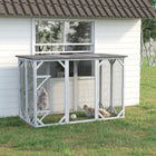 PawHut 71" L Catio Outdoor Cat Enclosure - Grey-Stable wooden frame structure for a protected space 