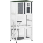 PawHut 36" L Outdoor Cat House Catio with Wheels and Asphalt Roof - White-Outdoor cat enclosure accommodates 1-3 cats up to 13lbs (6kg) 