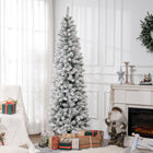 HOMCOM - Arbre de Noël artificiel floqué de 7 pieds avec base en acier - vert-Les branches ignifuges assurent la tranquillité d'esprit 