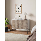 Manhattan Comfort DUMBO 35.19" Modern Dresser - White and Grey-Includes 3 Full Extension Drawer with Top Drawer Designed in Vertical Textured Ribbed Lines.
