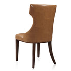 Manhattan Comfort Reine 19.7" Traditional Faux Leather Upholstered Dining Chairs - Saddle and Walnut - Set of 2-Delivered to you Fully Assembled! No Assembly Required