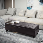 HOMCOM - Banc ottoman de rangement avec pieds en bois massif - brun-Offre un grand espace de rangement caché de 101L, gardant votre espace de vie bien rangé 