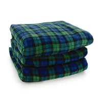 BIOS Living - Couverture Chauffante en micro-peluche - Blue et vert plaid-Chaude, Confortable, Magnifique