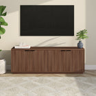 Hudson&Canal Mansfield TV Stand for TV's up to 78" - Satin Walnut-Constructed of sturdy MDF and PVC materials in a handcrafted satin walnut finish