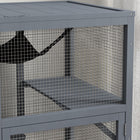 PawHut - Maison pour chat en bois pour chats d'intérieur avec porte battante, plateformes, hamac-Porte battante avec plusieurs options de verrouillage pour contrôler l'entrée et la sortie du chat 