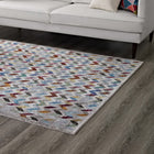 Modway Gemma Chevron Mosaic Area Rug - 4 ft W x 6 ft L - Multicolored-Gripping Grooved Rubber Underside 