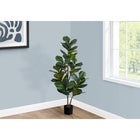 Monarch Specialties 49" Artificial Indoor Fiddle Tree - Floor - Black Pot-54 real touch, adjustable, lush green leaves create a lifelike appearance