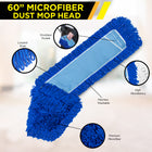 Gritt Commercial Microfiber Looped Dust Mop Pad Head - 60" x 5" - Blue - 3 Pack-Quickly and easily attracts and whisks away dust