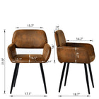 Homy Casa Modern Upholstered Brown Suede Dining Chair - Black Legs with Gold Accents - 2 Pack-Comfortable Seat: Spacious seat dimensions of 16.9" W x 17.3" D for a comfortable dining experience.