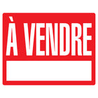 Cosco For Sale Outdoor Yard Sign with Metal Stake Kit - 15" x 19" - Red & White - French Text-This for sale sign features French text to clearly communicate listings to French-speaking buyers