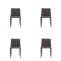 Manhattan Comfort - Lot de 4 chaises de salle à manger modernes Paris 18 po en similicuir gris-Chaise de salle à manger moderne parfaite pour la salle à manger et le bureau à domicile Lot de 4