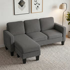 HOMCOM - canapé sectionnel en forme de L avec méridienne interchangeable - gris foncé-Revêtu d’un tissu en velours côtelé doux, offrant une esthétique chaleureuse et rétro 