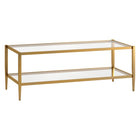 Hudson&Canal Hera 45"W Rectangular Coffee Table with Glass Shelf - Antique Brass-A modern contemporary design for your living room, den, and more