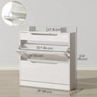 HOMCOM High Gloss Shoe Cabinet with 2 Flip Drawers & Glass Top - High Gloss White-Two-level adjustable shelves customize storage space
