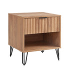 Manhattan Comfort DUMBO Modern 1-Drawer Nightstand and 3-Drawer Dresser Set - Golden Brown-30 Day Limited Manufacturer's Warranty