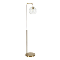 Hudson&Canal Harrison Arc Floor Lamp with Glass Shade - Brass/Clear-Modern and contemporary design for your living room, office space, bedroom, or reading nook