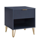 Manhattan Comfort DUMBO Modern 1-Drawer Nightstand and 3-Drawer Dresser Set - Midnight Blue-30 Day Limited Manufacturer's Warranty