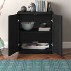 Hudson&Canal Mansfield 28"W Accent Cabinet - Black Grain-Product Dimensions: 14" L x 27.75" W x 32" H