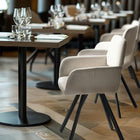 Homy Casa - Chaise de salle à manger pivotante rembourrée - Tissu Beige Ivoire avec pieds en métal noir - Paquet de 4-Soutien Ergonomique : Le dossier profilé offre un excellent soutien lombaire, favorisant une bonne posture.