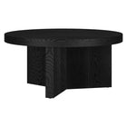 Hudson&Canal Holm 32"W Round Coffee Table - Black Grain-Tabletop features a weight capacity of 50 lbs