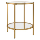 Hudson&Canal - Table d'appoint ron Sivil 50 cm de large avec étagère en verre - Laiton-Une finition en laiton doré fabriquée à la main est appliquée sur le cadre en acier