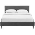 Modway Anya Fabric Full Bed - Grey-Padded Sturdy Plywood Base