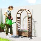 Outsunny - jardinière surélevée avec treillis en arche effet bois brun foncé-Comprend une boîte de rangement et un treillis de chaque côté pour le support des vignes
