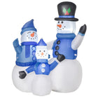 HOMCOM 4' Lit Inflatable Snowmen Christmas Decoration-Snowman family saying hello inflatable brings a cohesive Christmas display together 