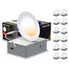 Impotek 6" LED 12W 5CCT Dimmable Recessed Ceiling Light - 12 Pack-Versatile Colour Temperature Selection - Elevate your room's ambiance with our advanced 5 CCT feature, allowing you to choose the perfect light temperature for any setting. Seamlessly switch among 2700K, 3000K, 3500K, 4000K, and 5000K options with a simple toggle on the junction box, tailoring your lighting atmosphere to match your mood or decor with ease