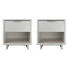 Manhattan Comfort Granville 18.11" Modern 1-Drawer Nightstand 2-Piece Set - White-Modern-Contemporary with a taste of Glam - Nightstand for Bedroom and Living Room Use. Set of 2