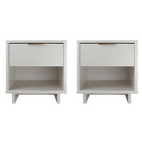 Manhattan Comfort Granville 18.11" Modern 1-Drawer Nightstand 2-Piece Set - White-Modern-Contemporary with a taste of Glam - Nightstand for Bedroom and Living Room Use. Set of 2