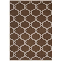 Modway - Beltara Treillis transitionnel en maillon de chaîne Tapis de 5 pi l x 8 pi L - Beige foncé et beige-Tapis de transition en maillage de chaîne