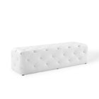 Modway Amour 60" Tufted Button Entryway Faux Leather Bench - White-Tufted Button Entryway Bench