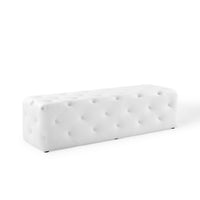 Modway Amour 60" Tufted Button Entryway Faux Leather Bench - White-Tufted Button Entryway Bench