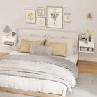 HOMCOM Floating Nightstands with Fluted Drawer and Open Shelf - White - Set of 2-Features a drawer and open shelf, keeping your bedside essentials neatly organised