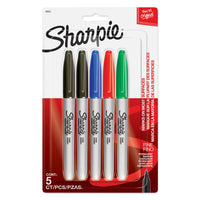 Sharpie Permanent Markers - Fine Tip - Assorted Colours - 5 Pack-Pen-style, fine tip permanent marker for precision marking, labelling, or addressing