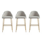 Manhattan Comfort - Gracie tabouret de bar moderne en similicuir 22" - pierre et or - lot de 3-Tabouret de bar moderne avec dossier parfait pour une utilisation au bar et dans la cuisine. Ensemble de 3
