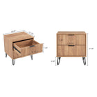 Manhattan Comfort DUMBO 20.07" Modern 2-Drawer Nightstand 2-Piece Set - Golden Brown-Horizontal Glam Drawer Handles Made of Metal with a Gold Finish