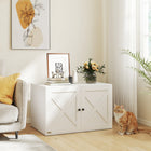 PawHut Hidden Cat Litter Box Enclosure with Doors - White-Specially designed cat door for easy access 