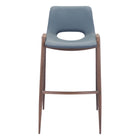 Zuo Desi Barstool - Azure Grey/Walnut - Set of 2-Plush and durable faux leather fabric